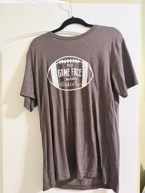 Women's Brown Graphic Short-Sleeve Tee - 'My Game Face Includes Mascara'